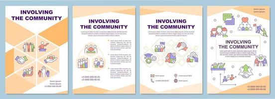che coinvolgono il modello di brochure della comunità. pianificazione sociale. design volantino con icone lineari. 4 layout vettoriali per la presentazione, relazioni annuali.