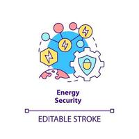 icona del concetto di sicurezza energetica. sistemi di alimentazione. illustrazione della linea sottile dell'idea astratta del programma di protezione nazionale. disegno di contorno isolato. tratto modificabile. vettore