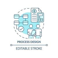 icona del concetto turchese di progettazione del processo. determinare il piano. illustrazione della linea sottile dell'idea astratta della fase di pianificazione sociale. disegno di contorno isolato. tratto modificabile. vettore