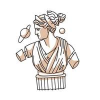 scultura greca classica moderna creativa. statua busto femminile. design alla moda per t-shirt, stampa, vestiti, borse, poster, inviti, biglietti, volantini ecc. illustrazione disegnata a mano vettoriale