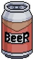 icona vettoriale della lattina di birra pixel art per il gioco a 8 bit su sfondo bianco