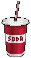 pixel art vetro soda vettore icona 8bit gioco retrò su sfondo bianco