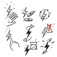 doodle disegnato a mano semplice set di icone di illustrazione relative all'energia vettore