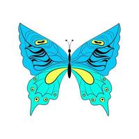 farfalla insetto alato esotico, illustrazione vettoriale. farfalla colorata con grandi ali vettore