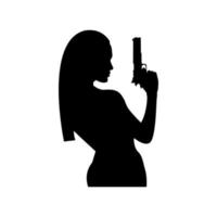sagome di donna con le armi in mano. illustrazione vettoriale