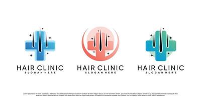 set di illustrazione del design del logo dell'icona di dermatologia della clinica dei capelli con vettore premium dell'elemento creativo