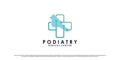design del logo podologico per il centro clinico medico con vettore premium del concetto di caviglia