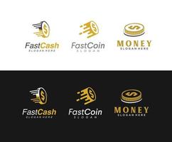 set di fast coin logo design concept vector denaro digitale denaro contante