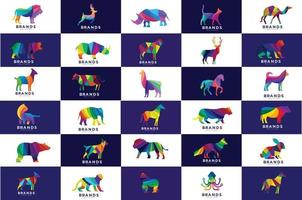 impostare il vettore di stock di forma del modello di logo animale sfumato