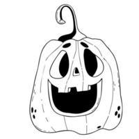 carino jack di zucca. lanterna di zucca di halloween per le vacanze. illustrazione vettoriale. disegno a tratteggio di doodle disegnato a mano per l'arredamento, il design e la decorazione delle vacanze, stampa. vettore