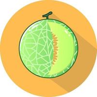 illustrazione vettoriale piatta di melone, frutta tropicale, bevanda deliziosa e succosa, melone in stile cartone animato per il web design