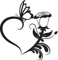 elementi di doodle di farfalla cuore floreale retrò. vettore