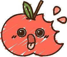 disegno a gesso di mela morsicata vettore