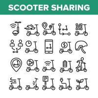 Icone del servizio di noleggio di condivisione scooter impostano il vettore