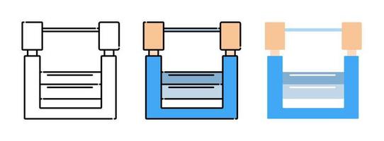 set di icone della macchina per rullare o calandrare in gomma isolato su sfondo bianco per il web design vettore