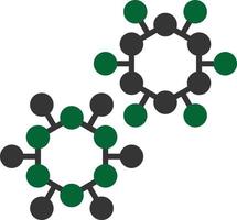 glifo della struttura della molecola a due colori vettore