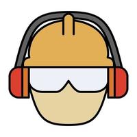 cartone animato icona protezione testa. vettore di simboli di costruzione e ingegneria
