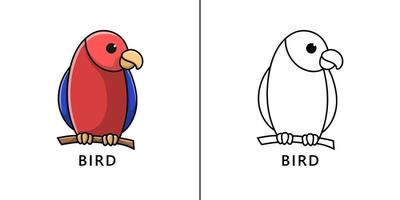 cartone animato icona uccello. safari e zoo mascotte simbolo vettore bambini libro da colorare