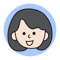 fumetto dell'icona dell'avatar della ragazza teenager. illustrazione vettoriale della mascotte del profilo della donna. logo utente business viso testa femminile