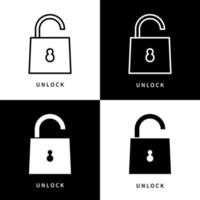 icona di sblocco. illustrazione vettoriale del logo del lucchetto. simbolo di protezione, sicurezza e privacy