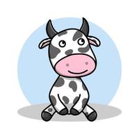 fumetto dell'icona della fattoria degli animali della mucca. vettore di simbolo di carattere mammifero