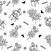 foglie di fiori in bianco e nero disegnati a mano naturali isolati linea botanica nera arte oggetto nero casuale illustrazione bianco. vettore