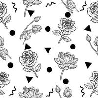 foglie di fiori in bianco e nero disegnati a mano naturali isolati linea botanica nera arte oggetto nero casuale illustrazione bianco. vettore