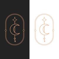 elegante modello di logo ovale con chiave di luna di loto vettoriale in due varianti di colore. design del logo in stile art déco per il marchio di aziende di lusso. design di identità premium.