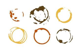 macchie nere del cerchio vettoriale. macchia di anelli di tazza sporchi. simbolo diverso nel timbro del caffè vettore