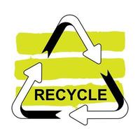 simboli di riciclaggio ecologico. simbolo del triangolo ambientale su sfondo a tre tratti vettore