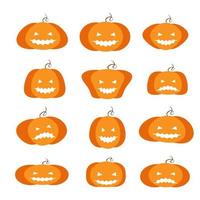 set di emozioni di zucche vettoriali di halloween felice. illustrazione del set vettoriale.