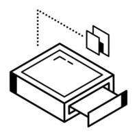 un'icona isometrica della linea dell'unità disco vettore