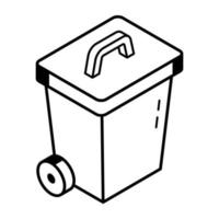 icona del bidone della spazzatura nel design della linea. vettore