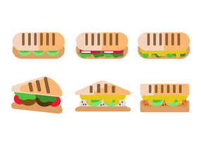 Panini Sandwich Set piatto vettoriale