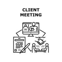 illustrazione nera del concetto di vettore di riunione del cliente