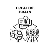 illustrazione nera del concetto di vettore del cervello creativo