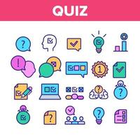 icone degli elementi della raccolta del gioco del quiz impostate il vettore