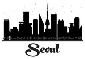 silhouette in bianco e nero dell'orizzonte della città di seoul. vettore