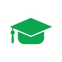 eps10 icona solida del cappello di graduazione di vettore verde isolata su sfondo bianco. simbolo riempito con cappuccio di laurea in uno stile moderno e alla moda piatto semplice per il design del tuo sito Web, il logo e l'applicazione mobile