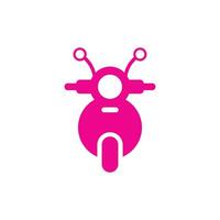 eps10 icona della vista frontale della motocicletta vettoriale rosa isolata su sfondo bianco. simbolo dello scooter in uno stile moderno e alla moda semplice e piatto per il design del tuo sito Web, il logo, il pittogramma e l'applicazione mobile