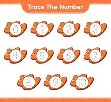 rintracciare il numero. numero di tracciamento con pantofole. gioco educativo per bambini, foglio di lavoro stampabile, illustrazione vettoriale