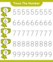 rintracciare il numero. numero di tracciamento con sciarpa. gioco educativo per bambini, foglio di lavoro stampabile, illustrazione vettoriale