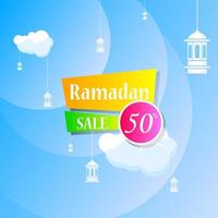 ramadan kareem set poster di vendita e design del cartellino del prezzo dell'etichetta con colori sfumati colorati vettore