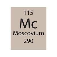 simbolo del moscovio. elemento chimico della tavola periodica. illustrazione vettoriale. vettore