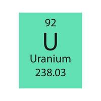 simbolo dell'uranio. elemento chimico della tavola periodica. illustrazione vettoriale. vettore