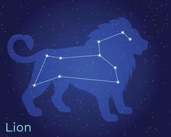 illustrazione vettoriale di un cielo notturno con la costellazione del leone. segno zodiacale. leone stellato. illustrazione vettoriale di un cielo notturno con la costellazione del leone. segno zodiacale. leone stellato.