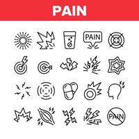 icone degli elementi della raccolta medica del dolore impostano il vettore