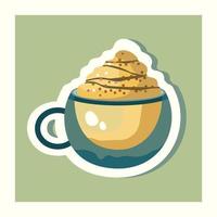 cacao con panna montata. latte speziato di zucca. tazza di caffè. buono per scrapbooking, poster, tessuti, regali e adesivi. vettore