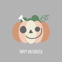 felice festa di halloween con zucca carina, illustrazione vettoriale piatta disegno del personaggio dei cartoni animati