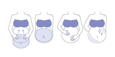 fase d'uso cura della pelle maschera per la superficie addominale spa per le madri in gravidanza per prevenire le rughe vettore